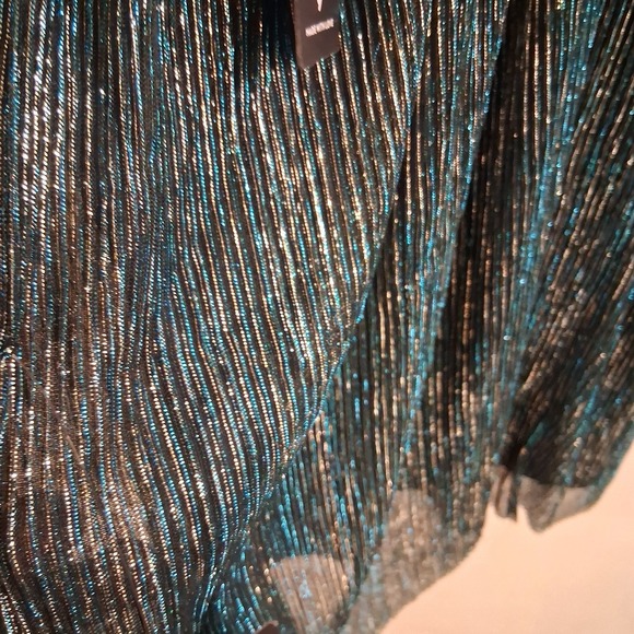 Lulus Ailey Gold Teal Deep Plunge Skater Dress NWT XL - Picture 9 of 11